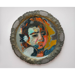 Καραγκιόζης μετά τον Καραβάτζιο- Karagioz after Caravagio ( on metal tray)