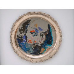 Καραγκιόζης μετα τον Σεζάν-μεταλικός δίσκος ζωγραφισμένος με λαδομπογιά- Karagioz after  Sezan