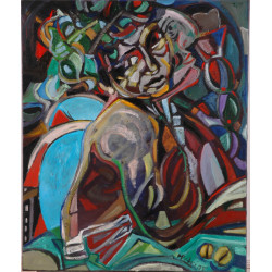 Καραγκόζης Διόνυσος άρωστος- Katagioz Ill Dioniwus oil on canvas