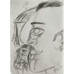 Καραγκιόζης Ο εαυτ΄΄ος του και η καλύβα- Ηe and his hut (skets on paper)